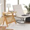 Boho End Table Wicker Rattan Glass Top Side Table Z Shaped Frame Nightstand Magazine Storage Shelf Accent Table Living Room